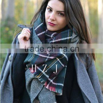 Wholesale Winter Fashion Wool Plaid Checked Ladies Pashmina Scarf