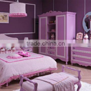 American Wooden Bedroom Furniture Purple Princess Style Bed CC-A-03