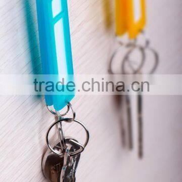 Promotional and cheap Plastic Key Ring with name tag ,fashion plastic key chains, Blank Plastic Keychains for home