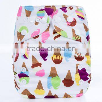 Free Sample New 2016 Printed AIO Washable Waterproof Reusable Cloth Diaper