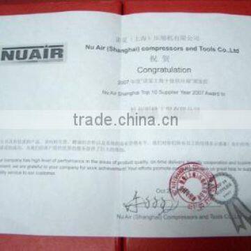 Nu Air Shanghai Top 10 Supplier Year 2007