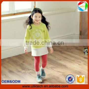 shipping free Fashion design of casual baby dress lovely long sleeve tshirt dress high quality cotton girls dress (uk-022402)