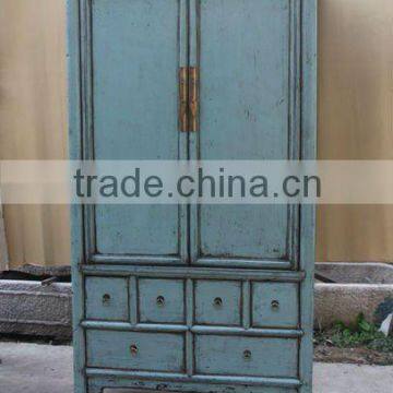 chinese antique wooden Blue two door three drawer noodle cabinet