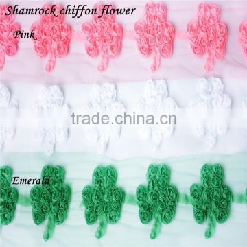 3 ''chiffon clover flower ~wholisale in GuangZhou~ hair accessories~popular flower