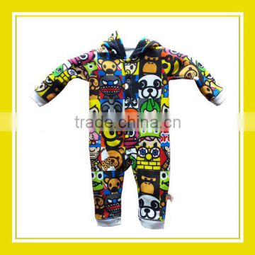 2016 Fashion Products Bros Family Pattern Unisex Printed Long Sleeve Cotton Romper Hoodie Onesie