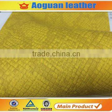 High quality with nonwoven backing pu snake material yangbuck pu synthetic leather for shoes upper A1206