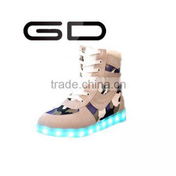 GD camouflage color sexy cotton fiber LED high top shoes