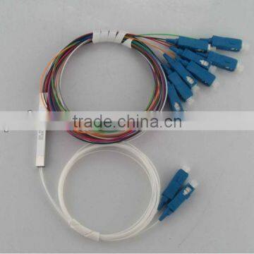 2*8 1260-1650nm Steel mini module type,0.9mm cable dia. 1.5m length,with SC/APC connector FTTH PLC Splitter