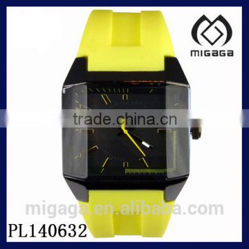 bright colors rectangle case watch facet glass quartz analog silicone plastic watch