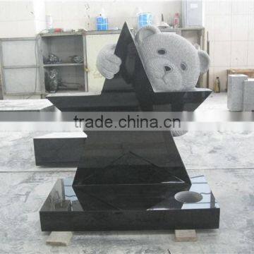 Star shape teddy bear granite child headstone