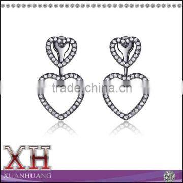 New Collection Sterling Silver Cubic Zirconia Open Heart Earrings