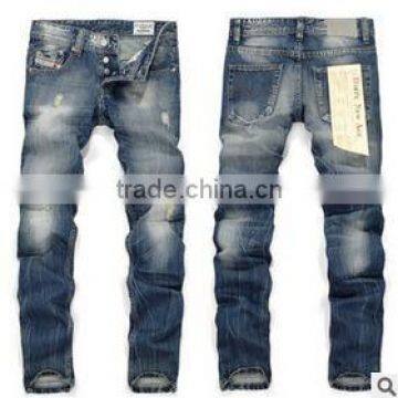 2015 custom new design fashion rib panelling fashion broken hole jeans men washed hole ripped jeans men