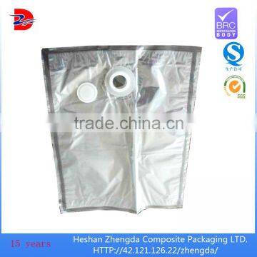 2015 new products liquid packaging plastic bag for peanut oil, juice, wine, water