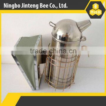 Beekeeping tools big stainless steel round cover smoker with leather bellow