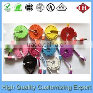 Colored Flat Noodle Micro Usb Charging Cable for Mobile Phone 1M 2M 3M photo-4