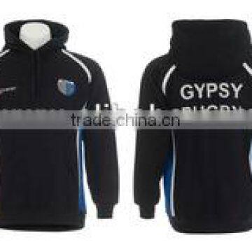 Black And Blue Fleece Hooded Jacket