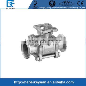 SS 3PC Clamp End Ball Valves with ISO5211 Mounting Pad , CF8M / CF8 / WCB Material