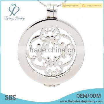 Ladies design plate silver coin locket,coin holder pendant with plate