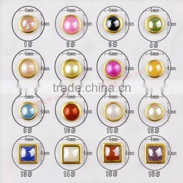 Metal edge round square nail art pearl with diy nail art decoration hemming nail diamond alloy ZX:SP529