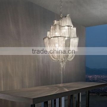 Contemporary Silver Hotel Chandeliers Chain Shining Luxury Chandelier Lighting