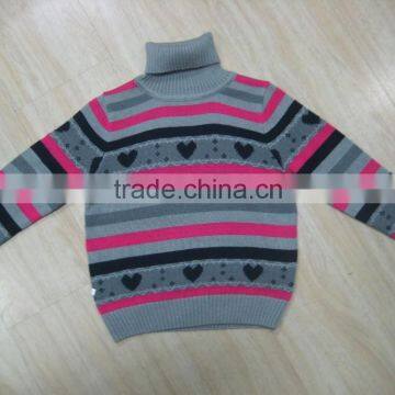 Hot sale sweater High Quality urtleneck sweater for kids striped warm sweater