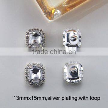 (M0316) 13mmx15mm crystal button with loop or flat back