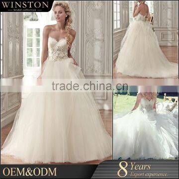 2015 The Most Popular pleated tulle fabric boho wedding dress