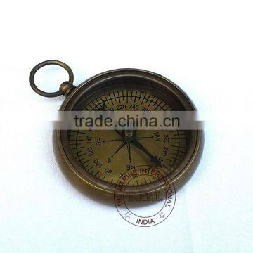 ANTIQUE POCKET COMPASS - BRASS FLAT COMPASS - NAUTICAL ANTIQUE COMPASS photo-3