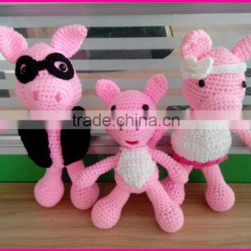 Lovely baby knitted stuffed toys handmade crochet animal toys pig stuffed toys