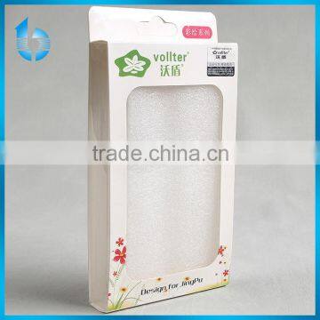 Generous & simple white cardboard packaging box with pvc window for mobile phone case