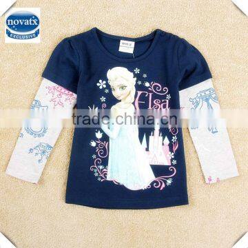 (F5332) New arrival children frozen elsa shirt with long sleeve for baby girls elsa t shirts