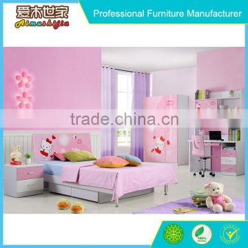 Kids wooden single bed with study table for bedroom sets