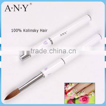 ANG Nail Art Building White Metal Handle Acrylic Brush Sable Special Heart Shape Design