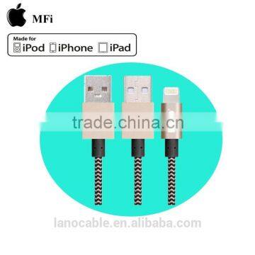 3m golden braided MFi certified data cable