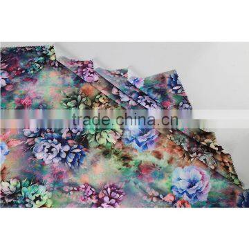 Garment fabric elegant flower print names on double moss crepe fabric