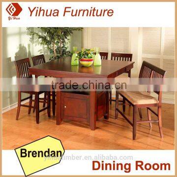 HOT!!! Yihua Hot Sale Antique Dining Room Brendan Counter Height Dining With Leaf Dining Table And Wooden Bench