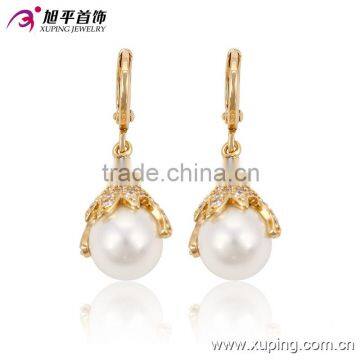 91187 Xuping Fashion wholesale high quality artificial pearl drop earring in gold drop earring