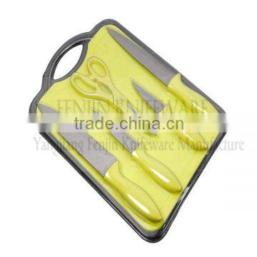HOT Sale 4pcs Plastic Handle Chinese Knife Set With Chopping Board and Shear photo-2