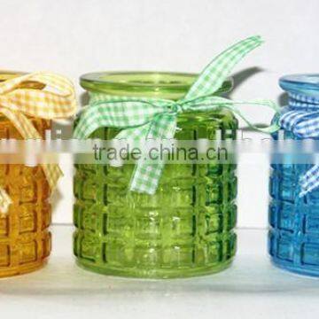 colorful glass candle holder