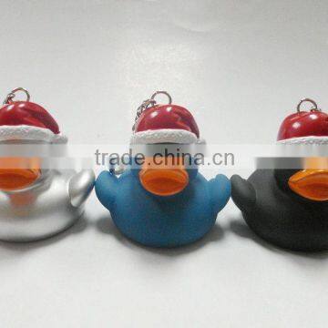 Santa hat rubber duck keychain