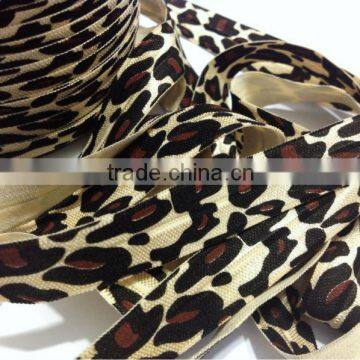 5/8 inch wholesale leopard print fold over elastic trim