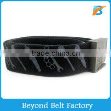 Printed Logo Cotton Fabric Waist Belt with Zinc Alloy Buckle