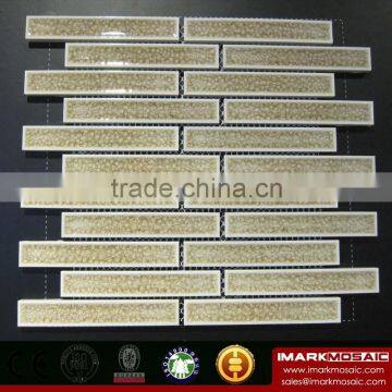 IMARK China Manufacturing White Color Ice Crackle Ceramic Mosaic Tile Bathroom Design Kitchen Design