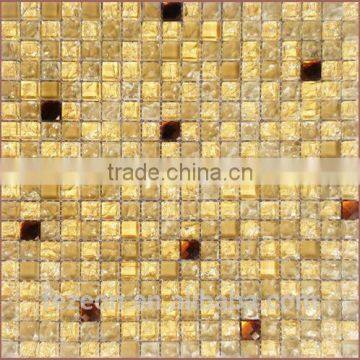 Yellow Crackle Frosted Crystal Glass Mosaic Tile