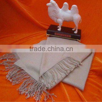 White Camel Hair Plaid Shawl (thicken)