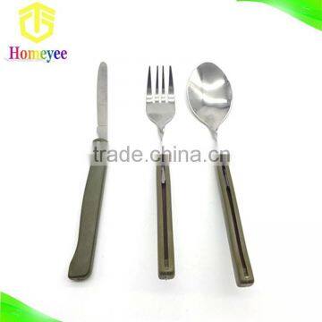 Stainless Steel Portable Folding Cutlery Dinnerware Camping Outdoor Picnic Knife Fork Spoon 3PCS Dinnerware Sets photo-2