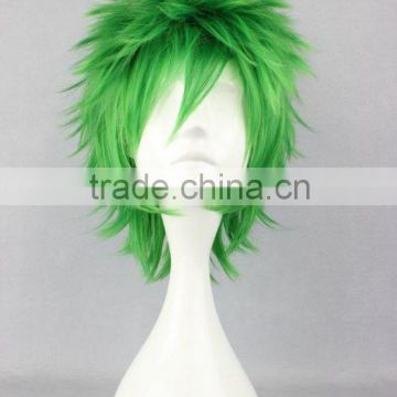 Anime Party Men Green Cosplay Short Spike Wig Synthetic Hair Wig N487