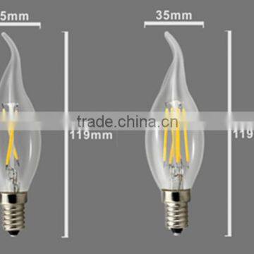 Dimmable 2W 4W 6W tailed Clear LED Filament Bulb