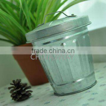 Galvanized mini garbage can