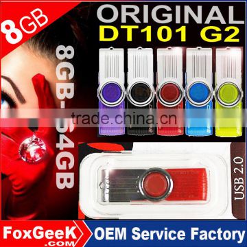 Original Quality 8 Gig Brand DT101 G2 USB Flash Drive 4 8 16 32 64 G GB Real Capacity Wholesale OEM Swivel USB Key